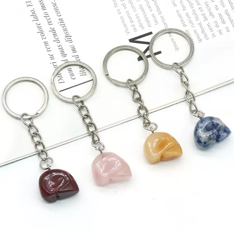 Personalized Hot-selling New Natural Gem Stone Tiger Eye Quartz British Skull Keychain Bag Pendant Exquisite Birthday Party Gift