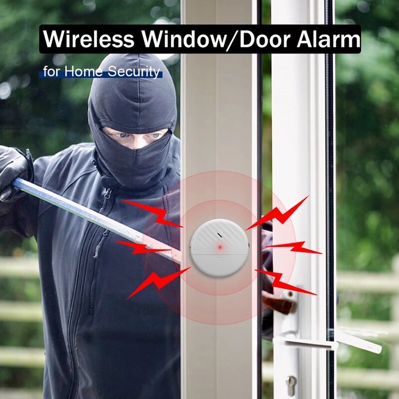 ELECTOP 125dB Door Window Vibration Sensor Alarm Wireless Home Safety Protection Burglar Glass Breakage Sensor Detector System