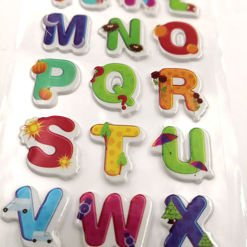 10 Vellen 3D Digitale Alfabet Serie Briefpapier Sticker Voor Kids Gift Fashion Cartoon Stickers Kantoor Schoolbenodigdheden