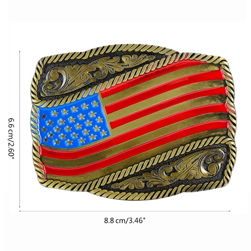 Vintage Relief America Flags Pattern Belt Buckle Metal Adult Teenagers Belt Buckle Replacement DIY Craft Belt Buckle