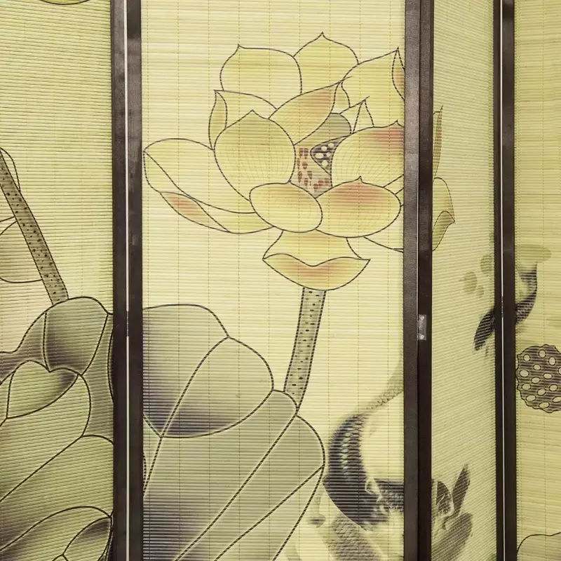 Kabina partycja biurowa ściana wolnostojąca kwiatowa sztuka imprezowa z ciemnobrązowym rama drewniana ogrodzeniem ścianki osłaniające biurku