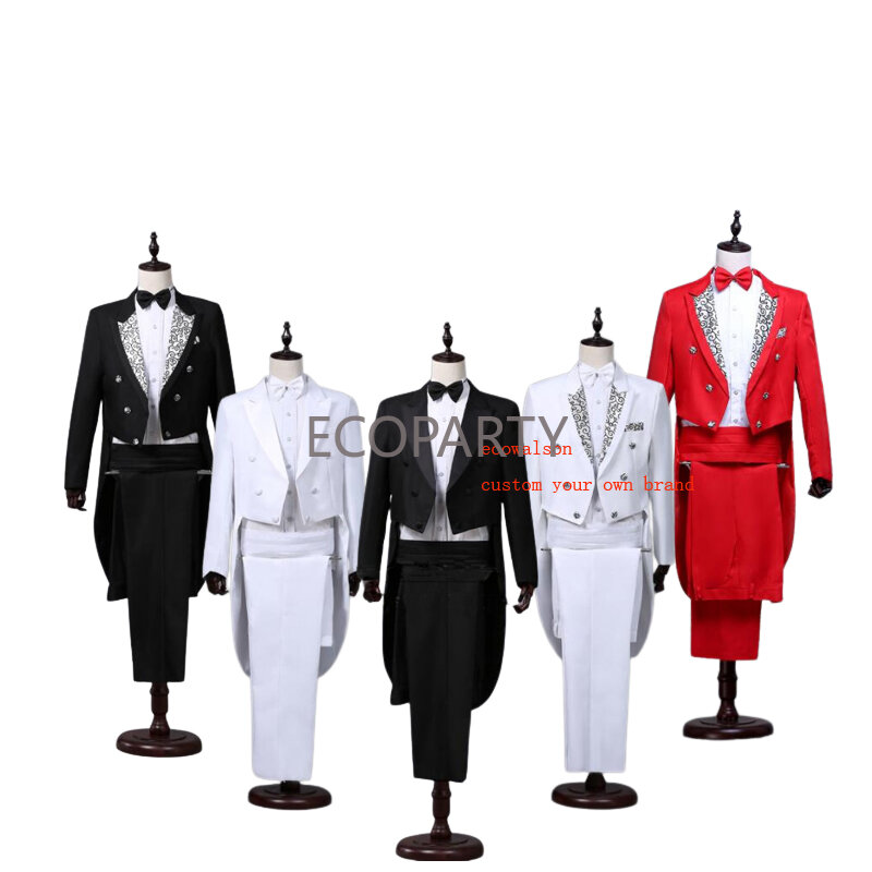 ecowalson Men's Business Slim Suit  Luxury Business Formal Vest Pants Full Coats 2022 Jackets Blazer with pant traje hombre