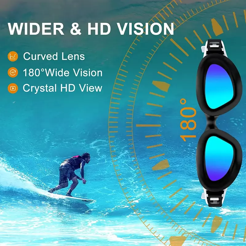 Lunettes de natation polarisées pour adultes, lunettes de natation en silicone réglables, lentille de protection UV anti-buée professionnelle, étanche, hommes et femmes