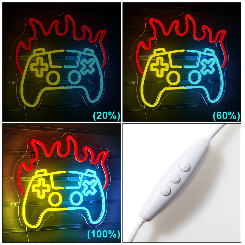 Game Console Neon Signs Luzes LED, Wall Decor, USB Powered Gamer, Decoração Estética para Quarto, Iluminação de Jogos, Kids Room