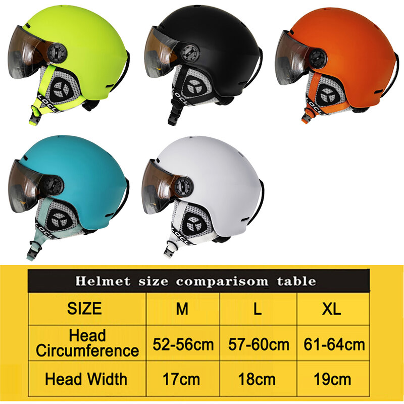 LOCLE casco da sci occhiali visiera uomo donna casco da Snowboard Moto motoslitta Skateboard casco di sicurezza maschera inverno caldo pile