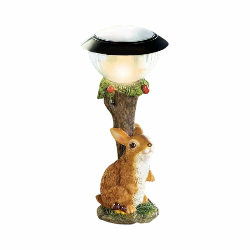 야외 송진 태양열 에너지 램프, 동물 조각상 입상, LED 동물 조각, 정원 장식