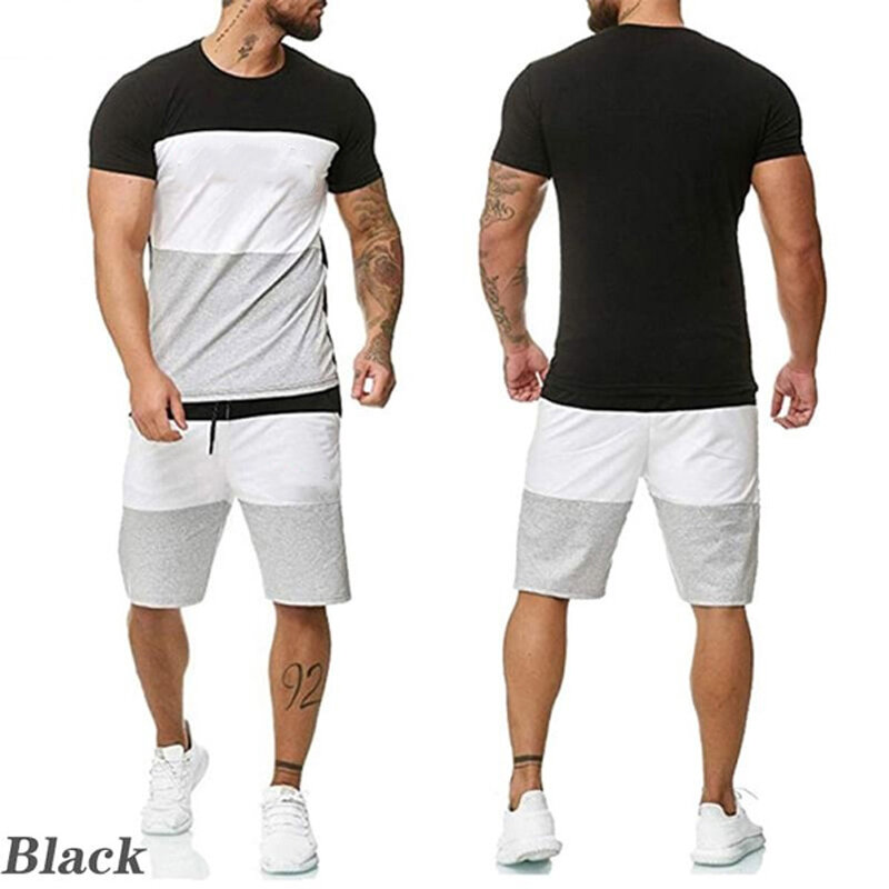 Set celana pendek pantai kaus longgar pria, pakaian kasual Fitness Jogging Hip-hop bernafas lengan pendek musim panas