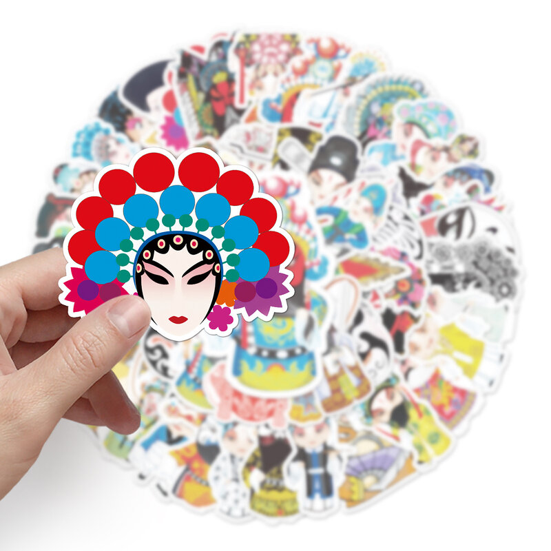 50Pcs adesivi Graffiti serie Opera Face in stile cinese adatti per caschi per Laptop decorazione Desktop adesivi fai da te giocattoli