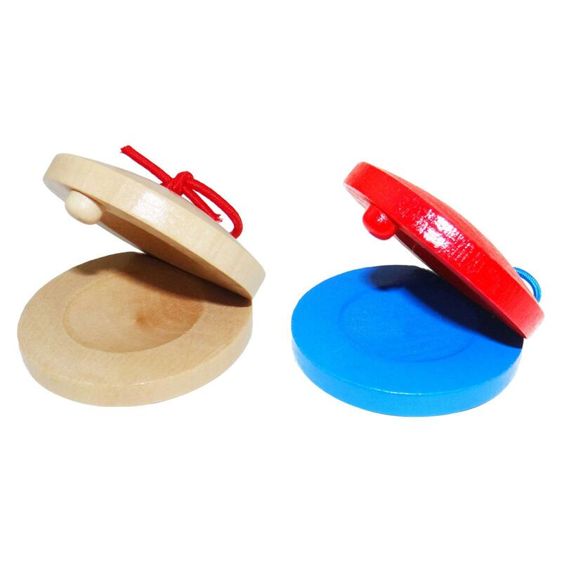 2x Wooden Castanets Ages 1+ Years Old Ages 12 Months and up Rhythm Toys for Birthday Gifts Classroom Household Holiday Festivals
