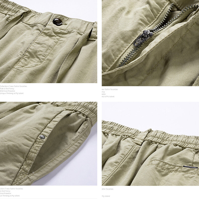 Men Summer New Premium Stretch Tactical Cotton Cargo Shorts Men Streetwear Pockets Shorts men Casual Fashion Loose Beach Shorts