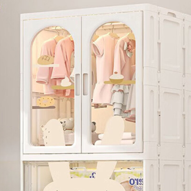 ตู้ใส่เสื้อผ้าตู้เสื้อผ้าเด็กแบบพกพาของตกแต่งห้องนอนแขวนตู้เสื้อผ้าตู้สำหรับเด็กเฟอร์นิเจอร์ห้อง MR50CW
