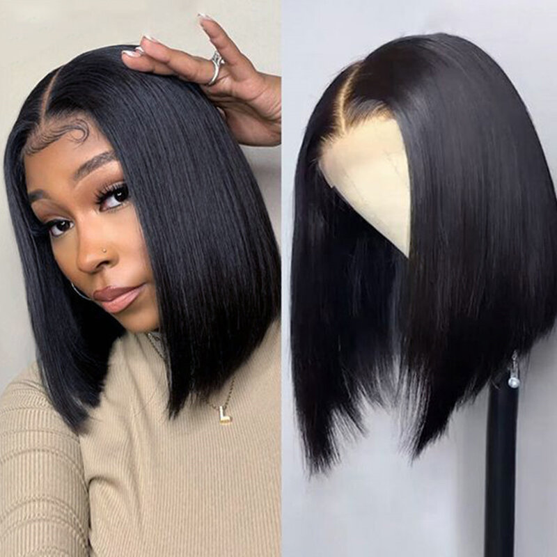 Brazilian Wig Straight Short Bob Lace Front Wigs 13x4 Lace Front Human Hair Wigs Pre-plucked With Baby Hair Jazz Star Non-Remy