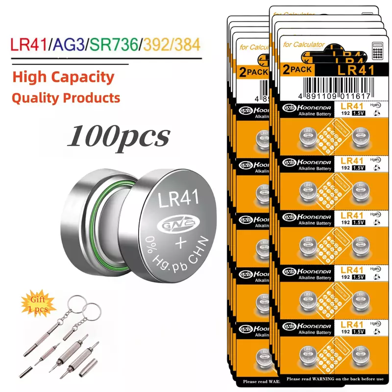 2-100Pcs LR41 AG3 392 384 192 Advanced Alkaline Battery,1.5V Round Coin Cell Batteries for watches,calculators,Apple TV remotes