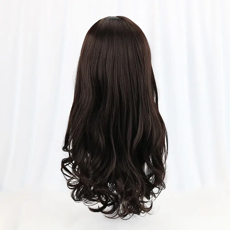 24''Synthetic Black Cosplay Lolita Wig With Bangs Long Curly Costume Japan Harajuku Hair Cosplay Wigs For Women Heat Resistant
