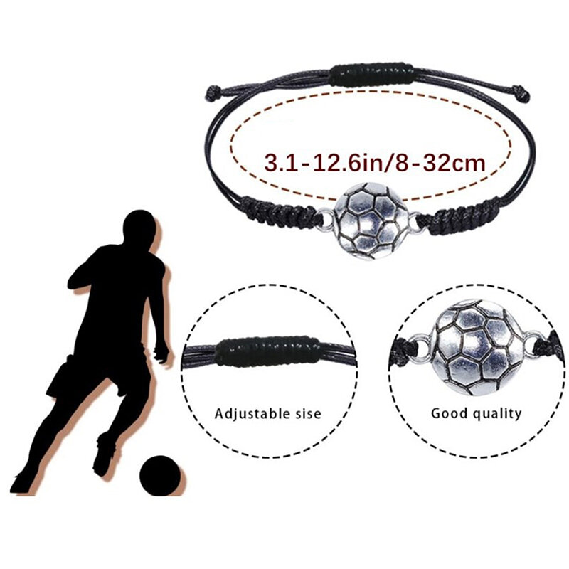 Voleibol Charm Bracelet para Adolescentes, Jóias De Tecido Ajustável, Pulseiras De Corda Trançada