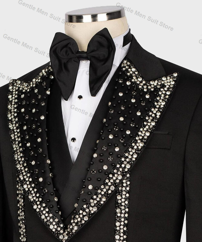 Костюм мужской из блейзера и брюк, свадебный смокинг для жениха и выпускного вечера, пиджак в деловом стиле, черного цвета, костюм из двух предметов, весна