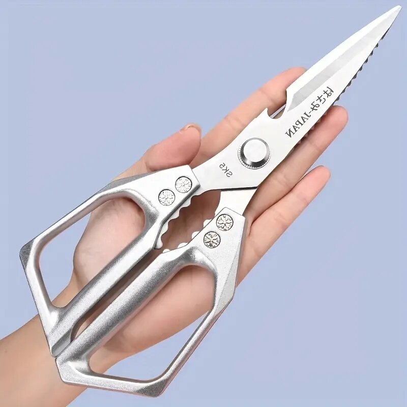 1pc Heavy-Duty Kitchen Scissors Stainless Steel Multi-Purpose Shears for Meat and Roast Cutting Household Cooking Food Scissors
