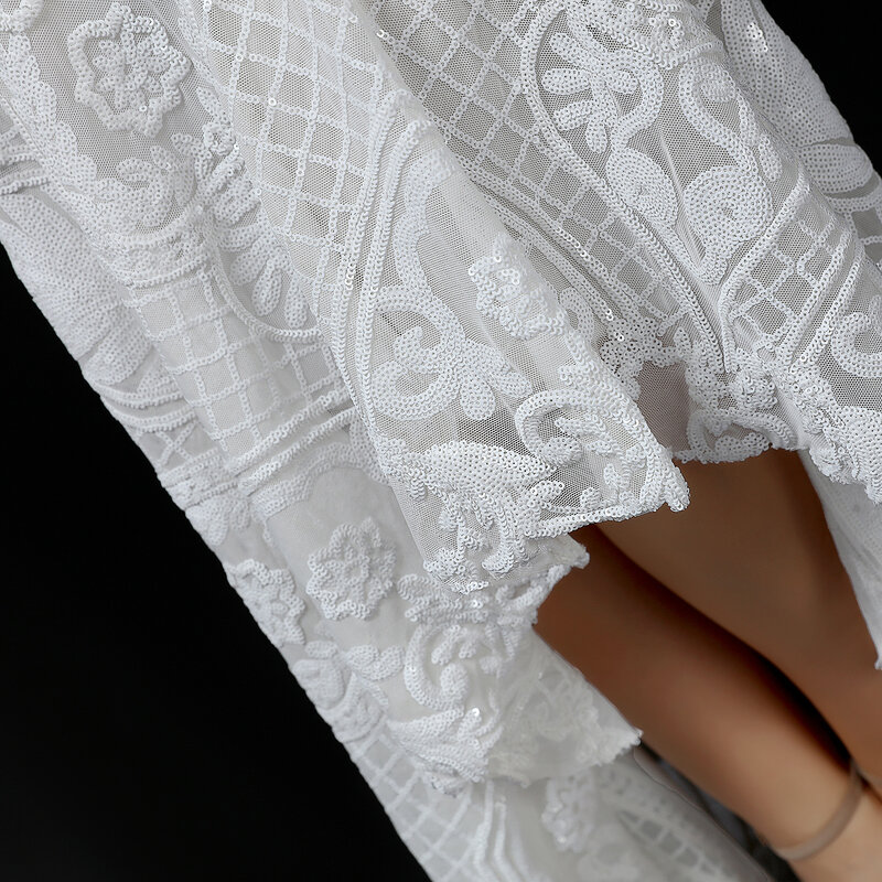 Белое платье-Русалка для свадьбы и выпускного вечера, блестящее сексуальное платье без рукавов с блестками, бальное платье для торжества, вечеринки для гостей
