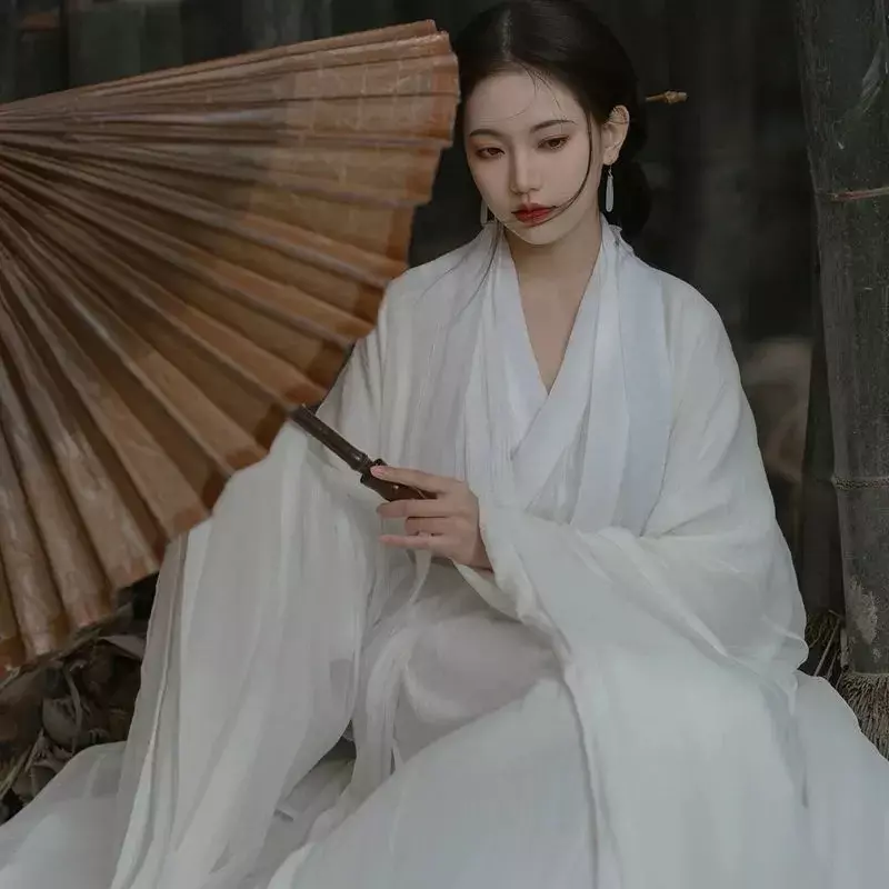 Women Hanfu  Chinese Traditional Hanfu Dance Dress Cosplay Costume Summer White Dress Set