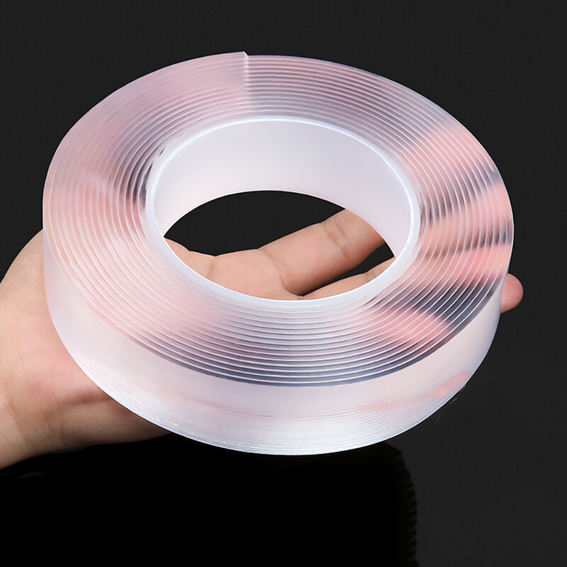 Nano cinta adhesiva de doble cara para cocina y baño, cinta adhesiva transparente extraíble, lavable, sin marcas, reutilizable