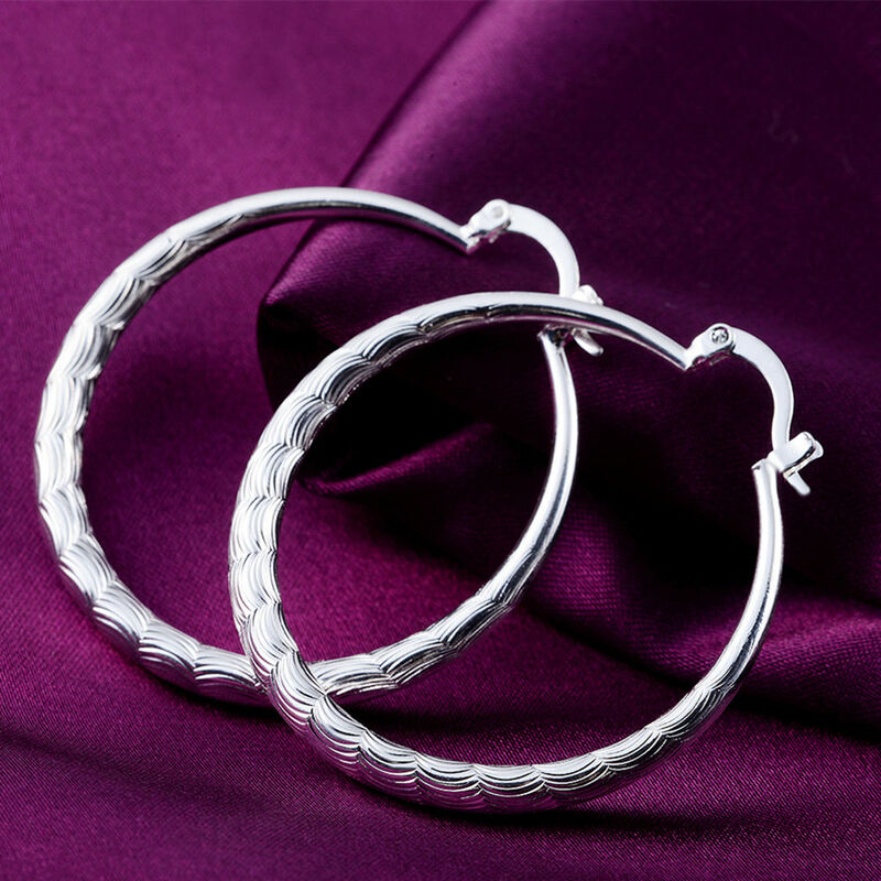 100% 925 prata esterlina hoop brinco círculo redondo laço brincos para o casamento feminino noivado grandes brincos festa jóias presente