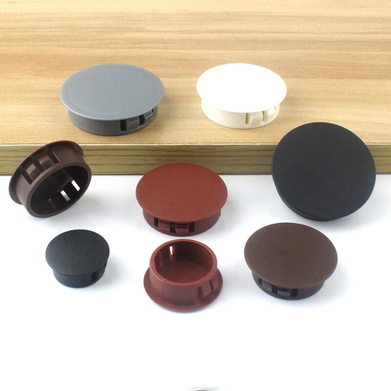 5-20pc 5 warna lubang nilon Plug plastik bulat Snap-on penutup lubang debu topi Plugging digunakan untuk meja mebel kotak lubang ekstra 5-60mm