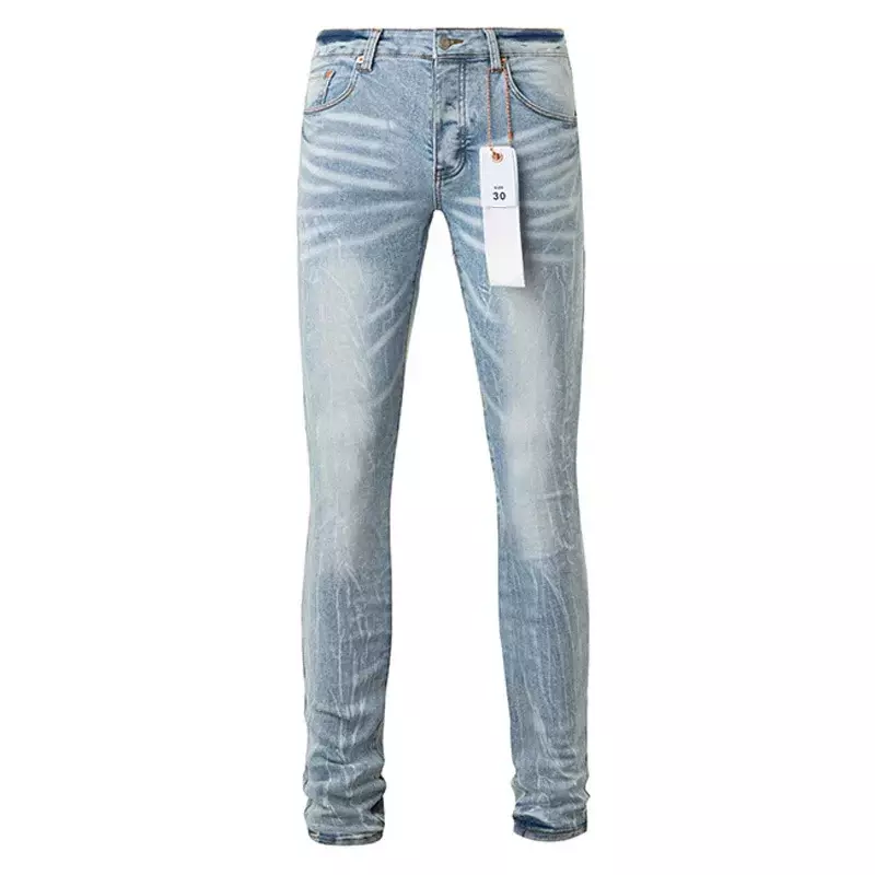 Jeans di marca ROCA viola di alta qualità, jeans personalizzati con baffi di gatto, pantaloni americani alla moda e slim a gamba dritta