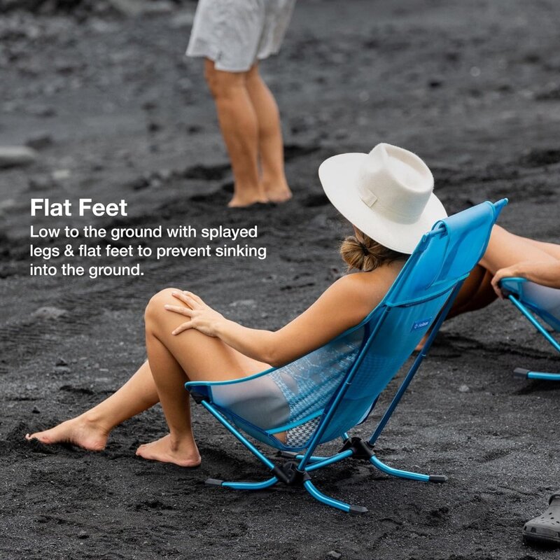 주머니가 있는 경량 컴팩트 해변 의자, 낮은 프로파일, 야외 가구, 블랙 캠핑 의자