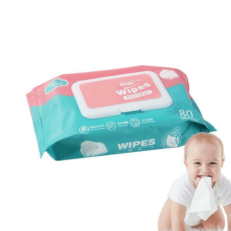 Toddler Wipes 80pcs Cleaning Hands Wipes Soft For Toddler Purified Water Wipes Wet Pads Skin-Friendly For Road Trip Playing