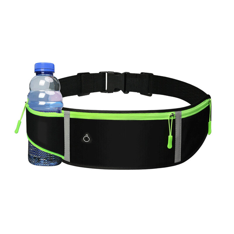 Waist Bag Running Belt Pack Hiking Pouch Water Bottle Holder Black