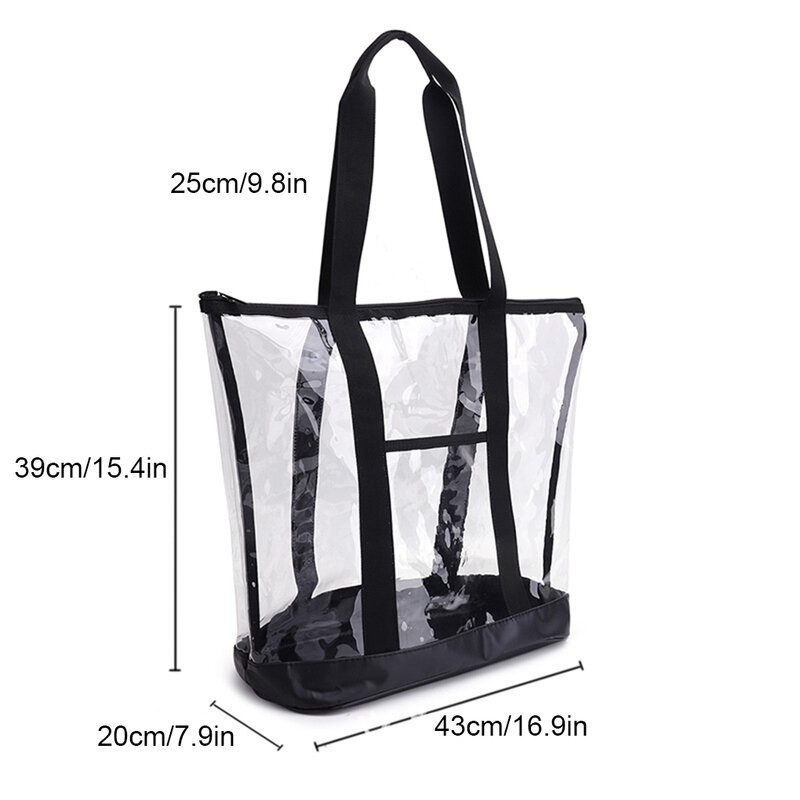 Convenient Through Clear Bag Heavy-Duty Water-Resistant Tote For Beach Heavy-Duty Reinforced Handles