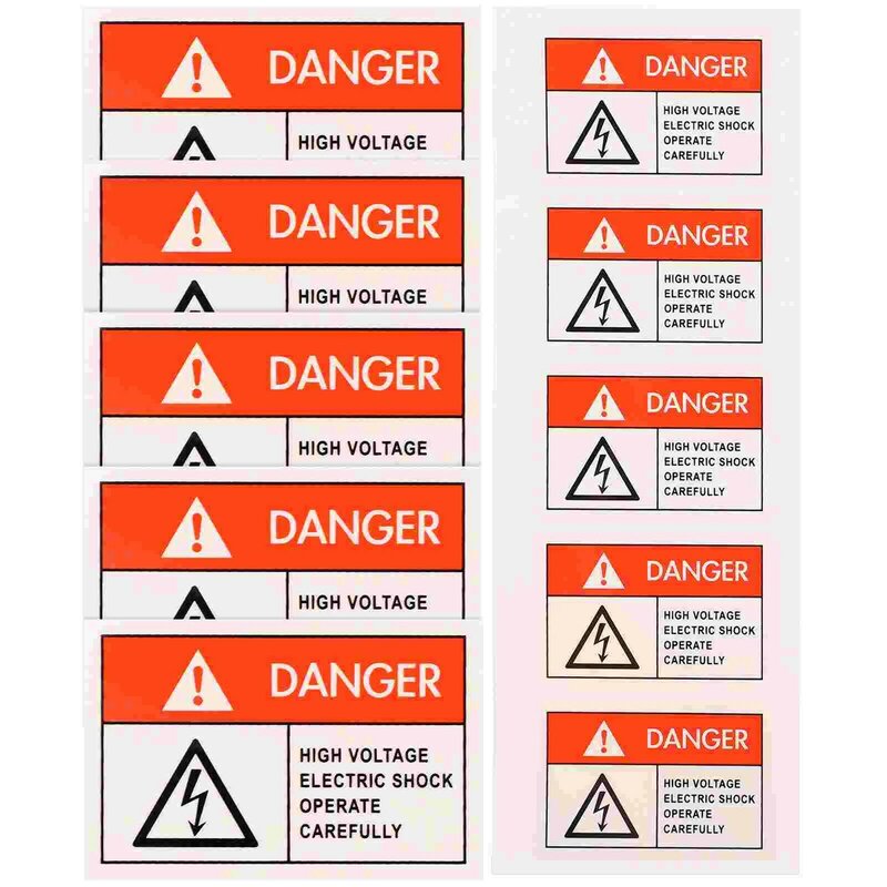 10Pcs DANGER Warning Nail Sticker Adhesive Backside Sign Safe  Sticker Clear Large Font Text Decal