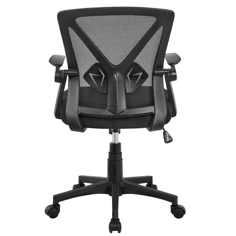 SMILE MART sedia da ufficio ergonomica regolabile in rete con braccioli ribaltabili a 90 ° per l'home Office, sedia da scrivania nera