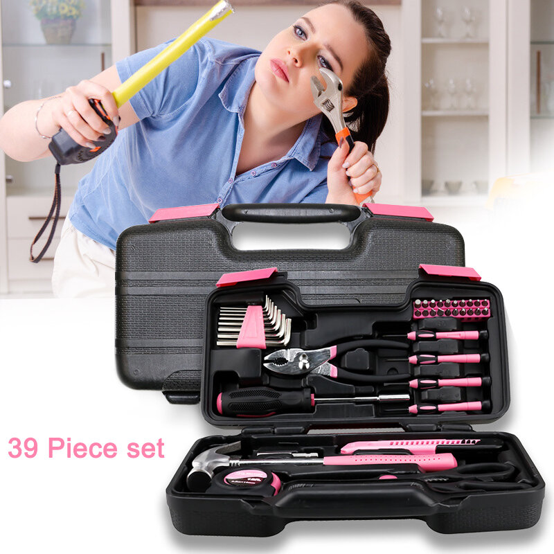 Hand Tool Set 39 Piece General Household Tool Set In Toolboxes Storage Case For Home Repairs