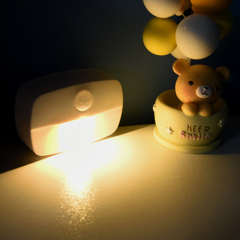 Czujnik bezprzewodowy LED lampka nocna Mini Nightlights PIR Motion czujnik automatyczny na pokój dziecięcy sypialnia lampa do korytarza oświetlenie sypialni