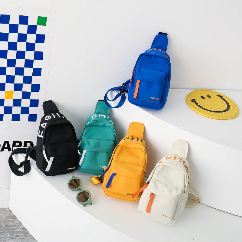 子供のためのキャンバス文字付きクロスボディバッグ,ファッショナブルなスポーツバッグ,母親と子供のためのチェストバッグ,女の子と男の子,2022