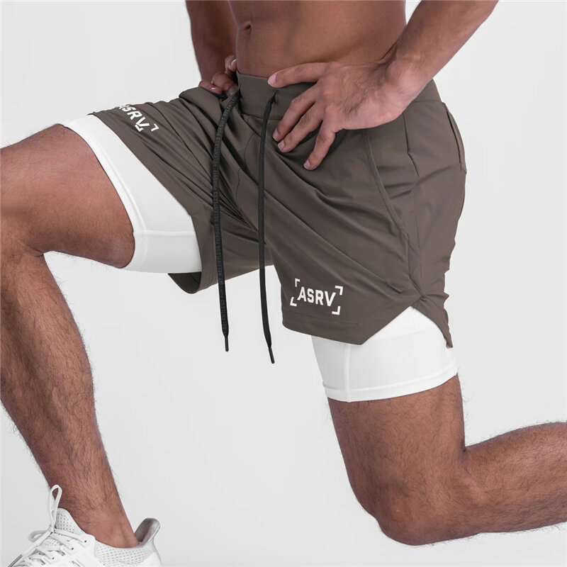 Shorts de Camouflage 2 en 1 pour hommes, pantalons courts de sport, Jogging, Fitness, entraînement, séchage rapide