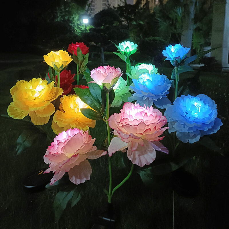 Светодиодное солнечное моделирование цветок пиона солнечный светодиодный свет сад двор газон ночник ландшафтный сад дома рождественские украшения
