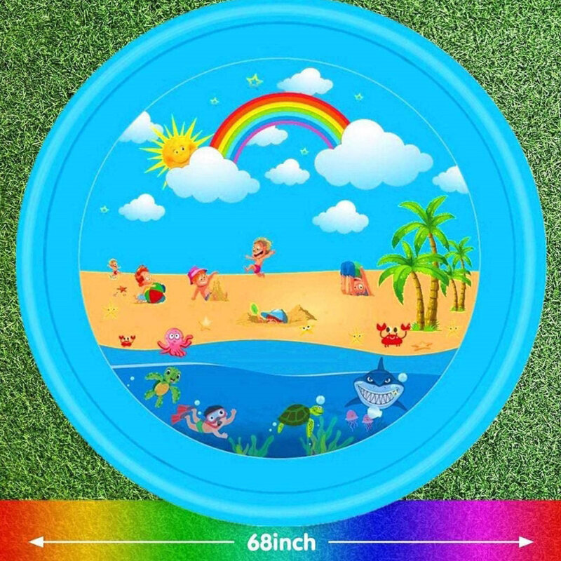 170cm dzieci nadmuchiwana podkładka do rozpylania wody okrągła woda plusk do zabawy w basenie do zabawy w tryskacze mata podwórko do zabawy na świeżym powietrzu baseny na plaży