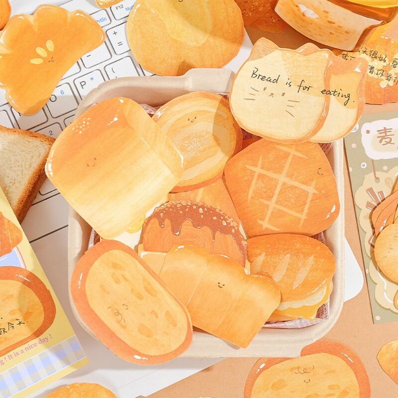 Bread Toast Shape Sticky Notes, Auto Sticky Post Memos, Memo Note Paper, Marcadores de papel, Bandeiras, Adhesive Index Sticky Notes