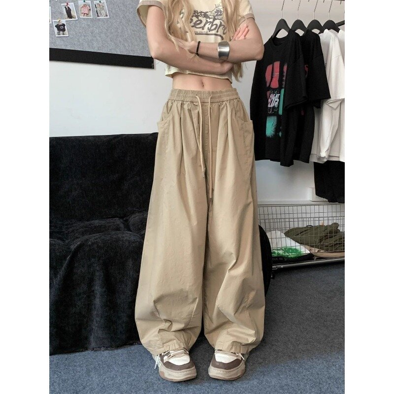 Deeptown Y2k Harajuku workowate Cargo damskie za duże szerokie nogawki spodnie sportowe w stylu Casual, letnia 2024 w koreańskim stylu moda uliczna modę