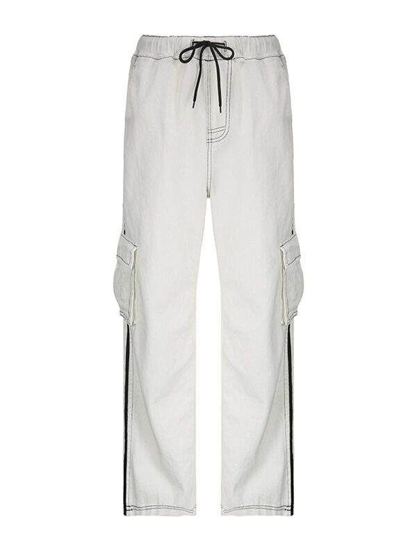 Weekeep-pantalones vaqueros holgados de tiro bajo para mujer, ropa de calle a la moda con bolsillos, Cargo, holgados, estilo REtro de los años 90