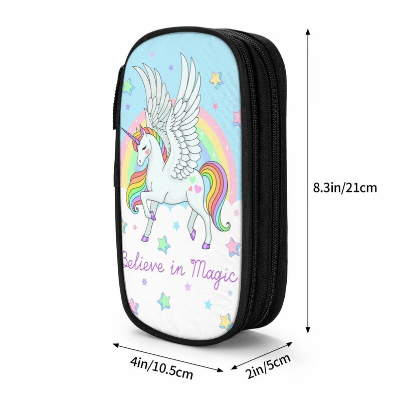 Angel Unicorn Magic Rainbow Pencil Cases Cute Unicorn Pen Box Bag for Student Large Storage Office Zipper Pencilcases