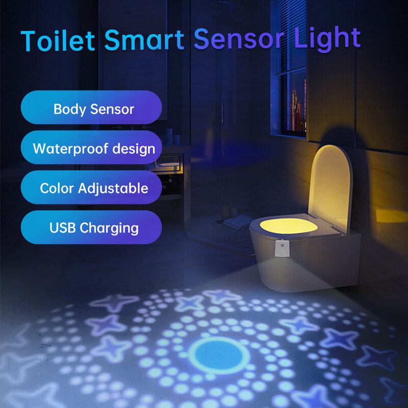 미니 인간 적외선 감지 LED 야간 조명 스틱 변기, 다채로운 욕실 모션 감지 야간 조명, 7 색