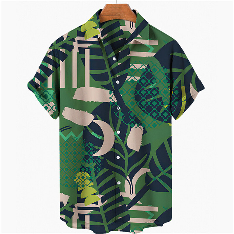 قمصان هاواي للرجال بياقة كاجوال ، زر قصير ، طباعة شجرة جوز الهند ، موضة الأزهار ، ملابس شاطئ كلاسيكية ، جديد ، الصيف