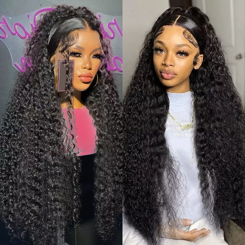 Hd Deep Wave 13x4 Lace Frontal Human Hair Wig On Sale 28 30 32 Inch Brazilian Remy 220% Density Curly 4x4 Closure Wigs For Women