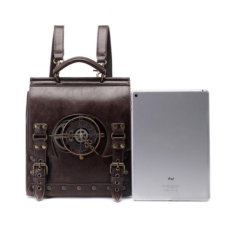 Plecak skórzany damski plecak Steampunk Vintage torba na laptopa plecak podróżny Retro Steampunk torba duża średniowieczna plecak PU