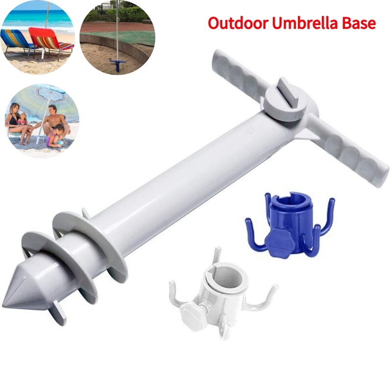 Soporte de sombrilla de playa giratorio 3/5 con insertos de gancho, equipo de enchufe de sombrilla en espiral, anclaje de tierra, accesorios de viaje al aire libre