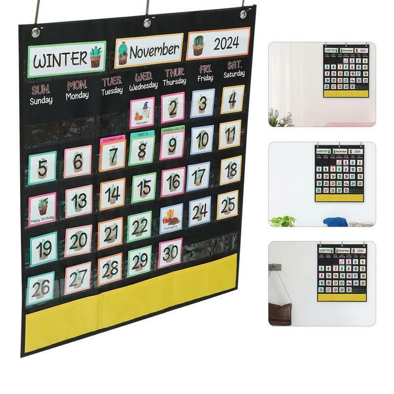 Classroom Pocket Chart Classroom Calendar And Weather Pocket Chart Black Calendar Pocket Chart Educational Wall Pocket Chart For