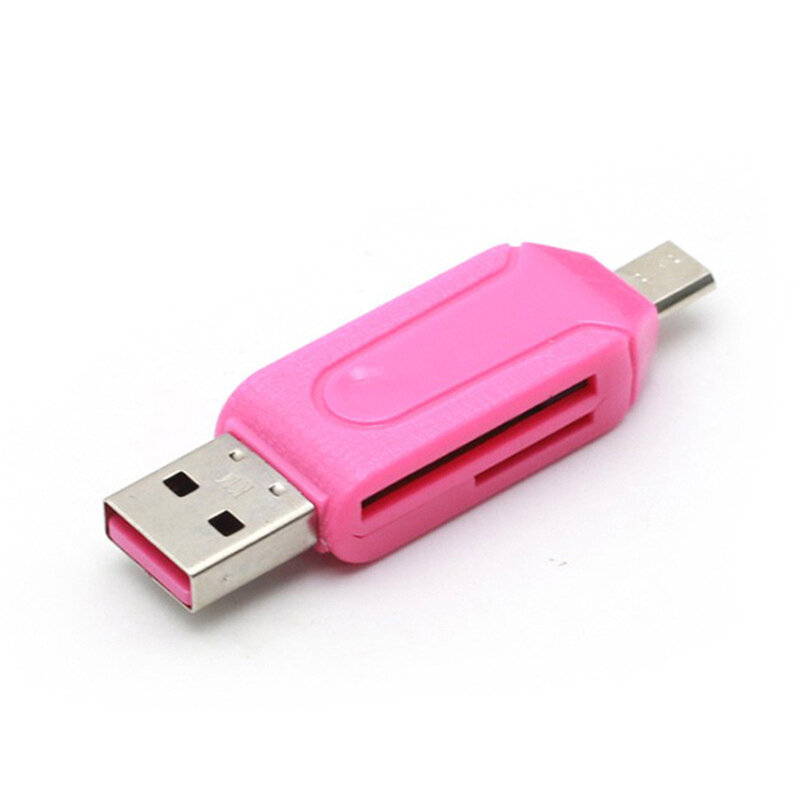 Lecteur de carte mémoire USB 2 en 1, 1 pièce, adaptateur Micro USB OTG vers USB, SD/TF, document aléatoire